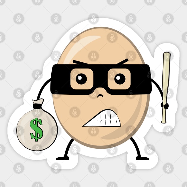 Egg Bandit - Funny Character Illustration Sticker by DesignWood Atelier